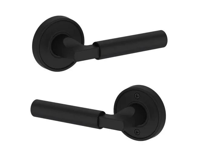 Baldwin Lake Forest Lever with Recessed Round Rosette in Satin Black finish