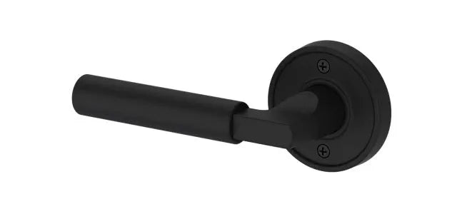 Baldwin Lake Forest Lever with Recessed Round Rosette in Satin Black finish