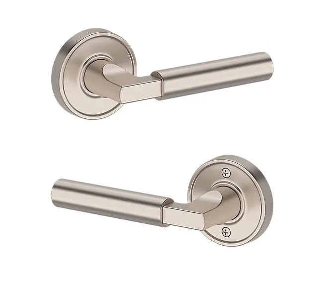 Baldwin Lake Forest Lever with Recessed Round Rosette in Satin Nickel finish
