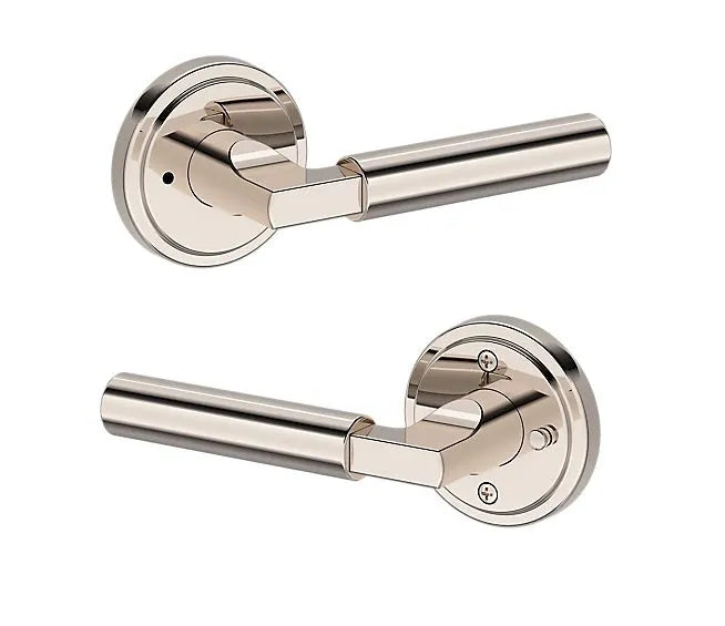 Baldwin Lake Forest Lever with Stepped Round Rosette in Lifetime Polished Nickel finish