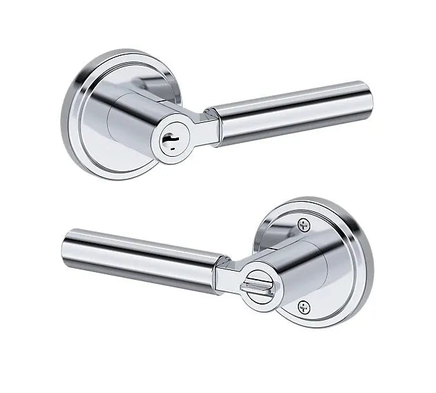 Baldwin Lake Forest Lever with Stepped Round Rosette in Polished Chrome finish