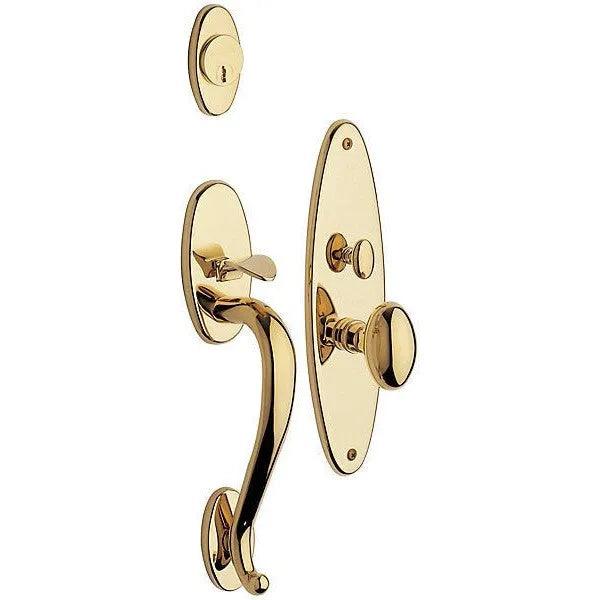 Baldwin Lexington Mortise Handleset Entrance Trim with Interior 5025 Egg Knob Lifetime Polished Brass
