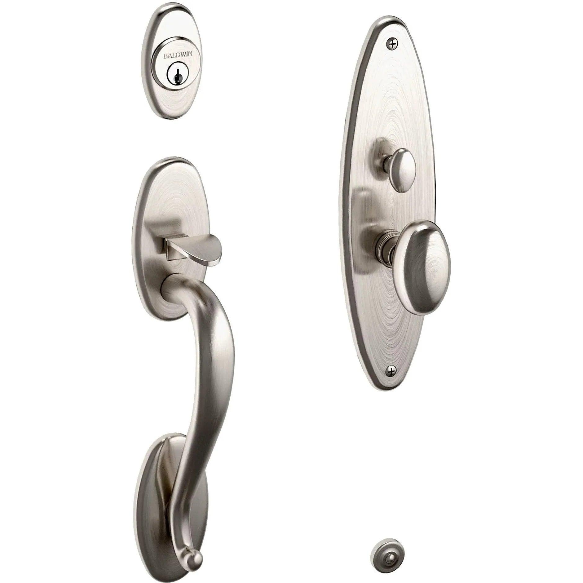 Baldwin Lexington Mortise Handleset Entrance Trim with Interior 5025 Egg Knob Lifetime Satin Nickel