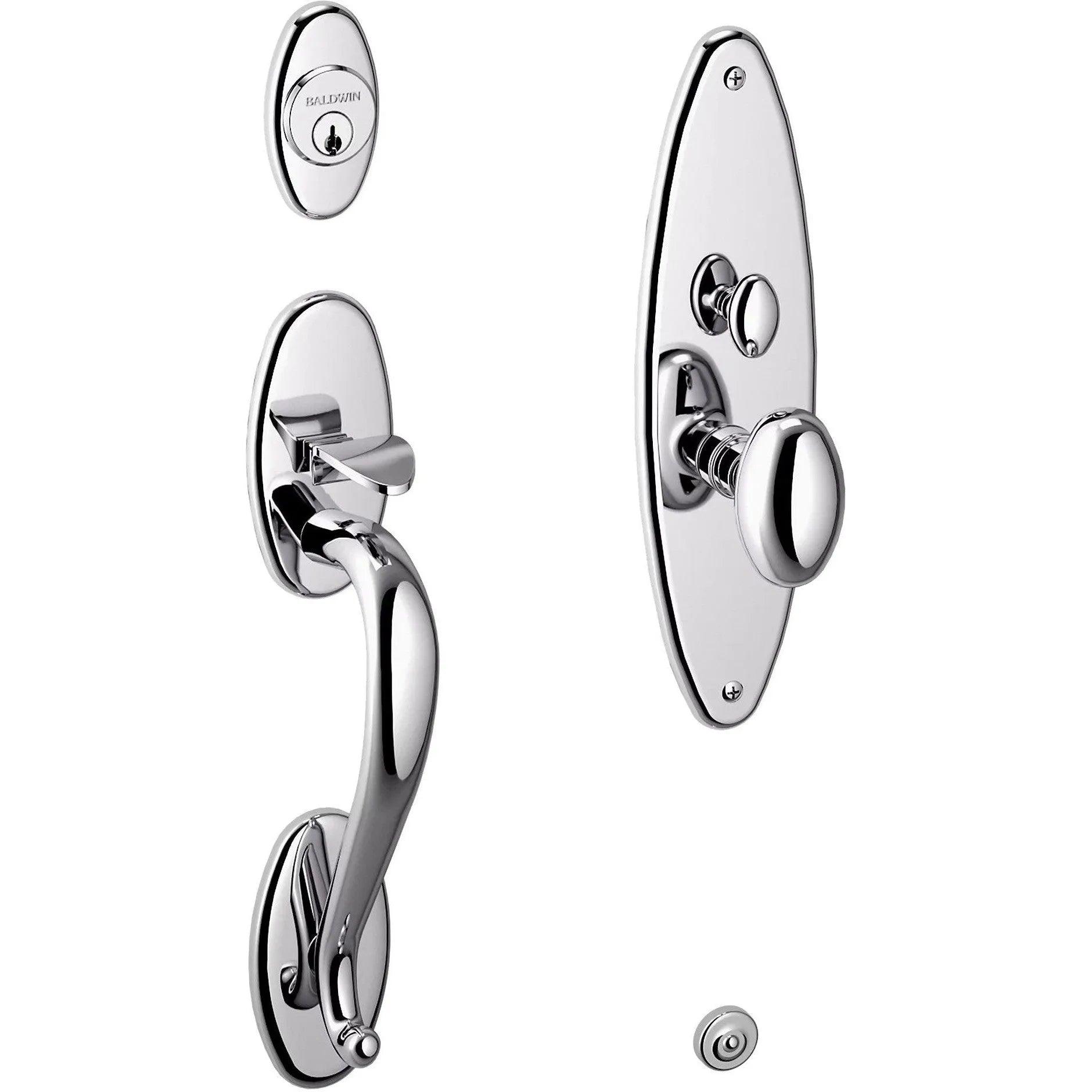 Baldwin Lexington Mortise Handleset Entrance Trim with Interior 5025 Egg Knob Polished Chrome