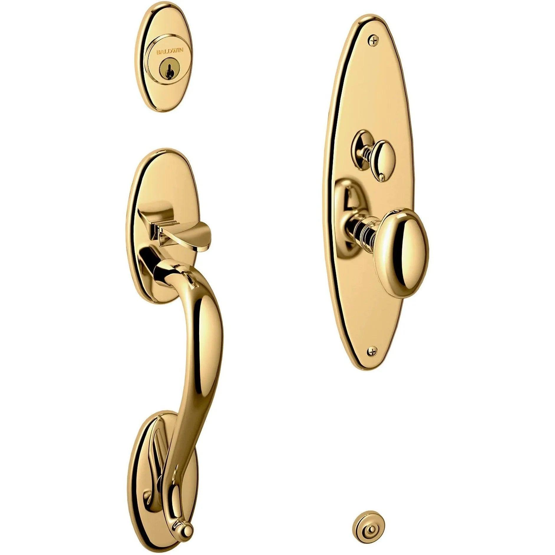 Baldwin Lexington Mortise Handleset Entrance Trim with Interior 5025 Egg Knob Unlacquered Brass