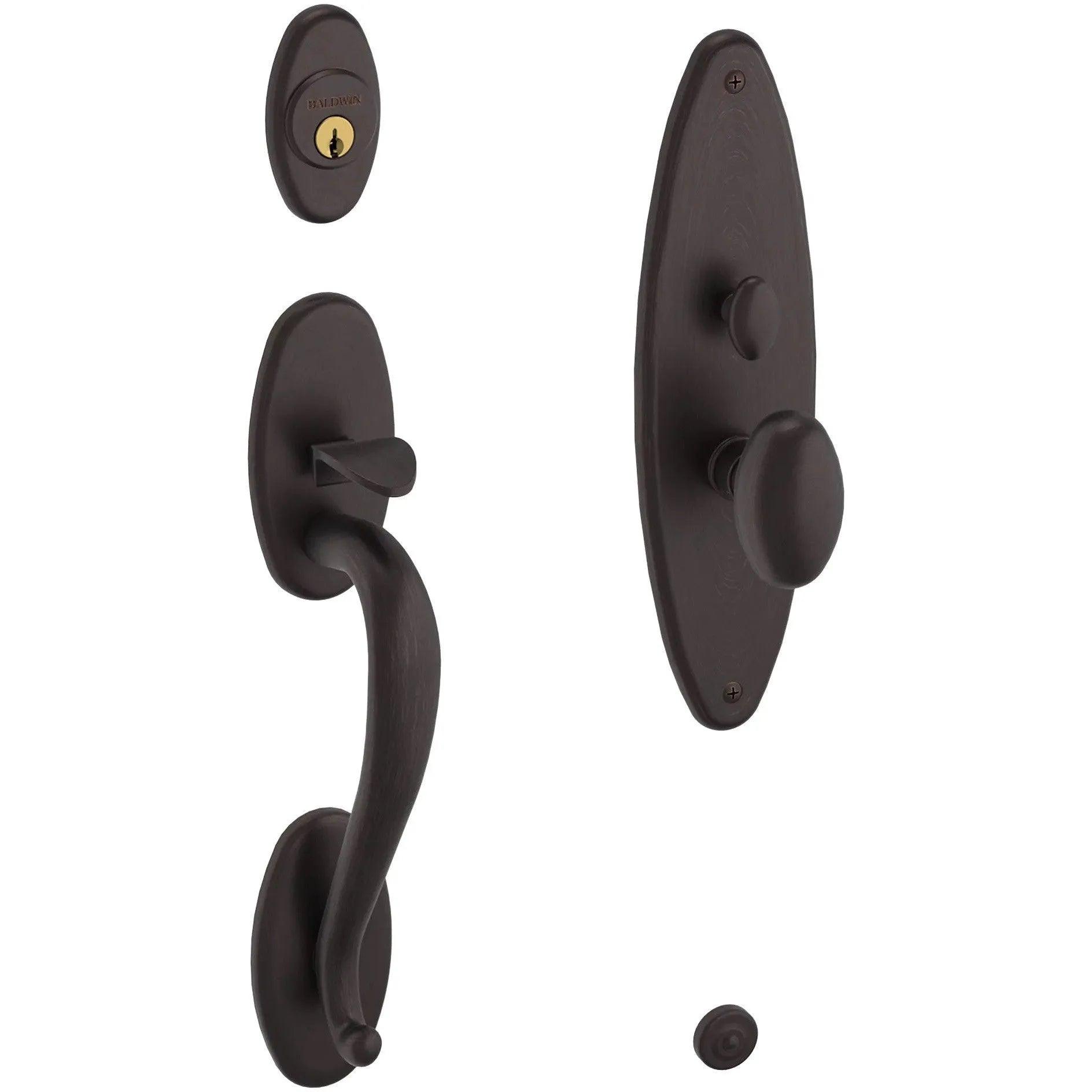 Baldwin Lexington Mortise Handleset Entrance Trim with Interior 5025 Egg Knob Venetian Bronze