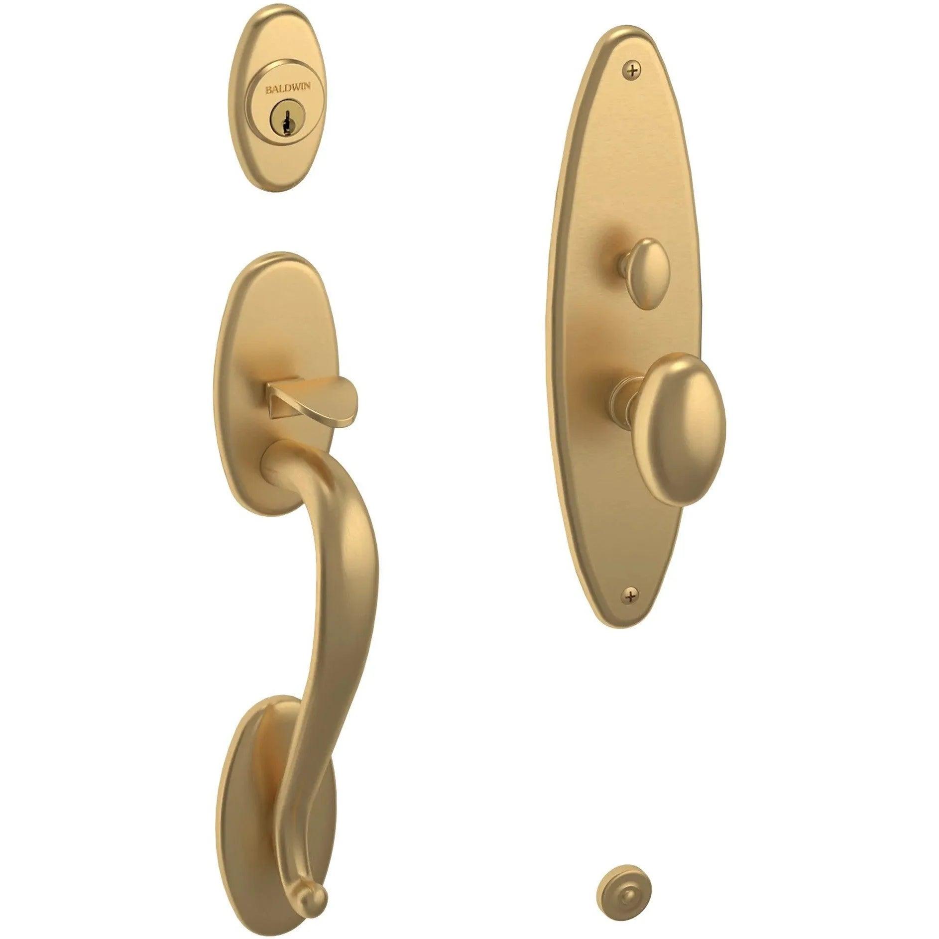 Baldwin Lexington Mortise Handleset Entrance Trim with Interior 5025 Egg Knob Vintage Brass