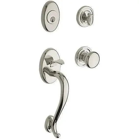Baldwin Logan Sectional Single Cylinder Handleset with Interior 5015 Classic Knob in Lifetime Polished Nickel finish