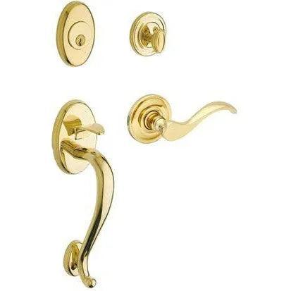 Baldwin Logan Sectional Single Cylinder Handleset with Interior 5455V Wave Lever Lifetime Polished Brass