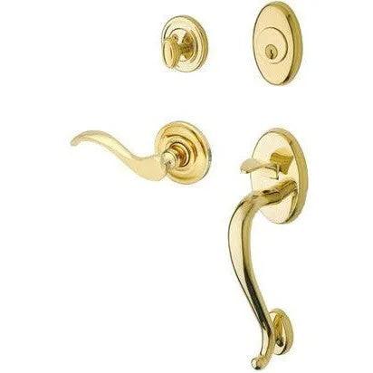 Baldwin Logan Sectional Single Cylinder Handleset with Interior 5455V Wave Lever Lifetime Polished Brass
