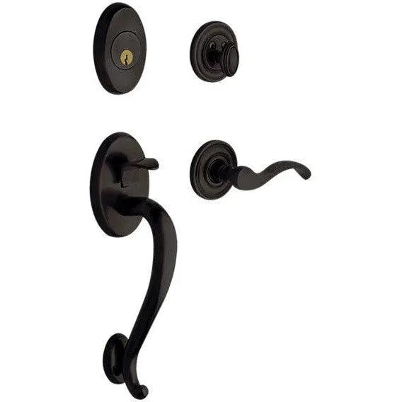 Baldwin Logan Sectional Single Cylinder Handleset with Interior 5455V Wave Lever Oil Rubbed Bronze