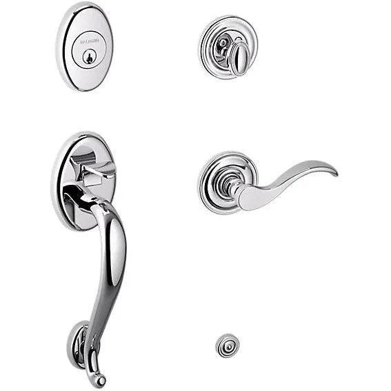 Baldwin Logan Sectional Single Cylinder Handleset with Interior 5455V Wave Lever Polished Chrome
