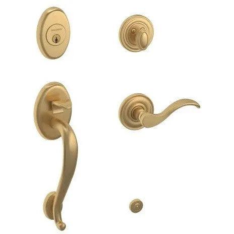 Baldwin Logan Sectional Single Cylinder Handleset with Interior 5455V Wave Lever Vintage Brass