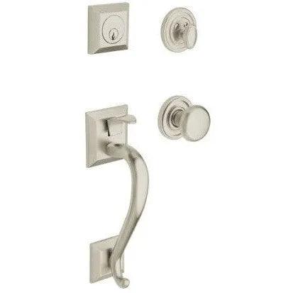 Baldwin Estate Madison Sectional Single Cylinder Handleset with Interior 5015 Classic Knob in Lifetime Satin Nickel finish