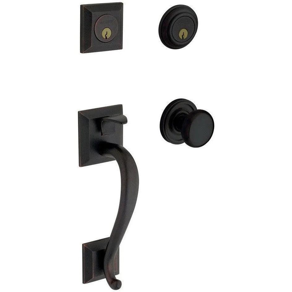 Baldwin Estate Madison Sectional Single Cylinder Handleset with Interior 5015 Classic Knob in Satin Black finish