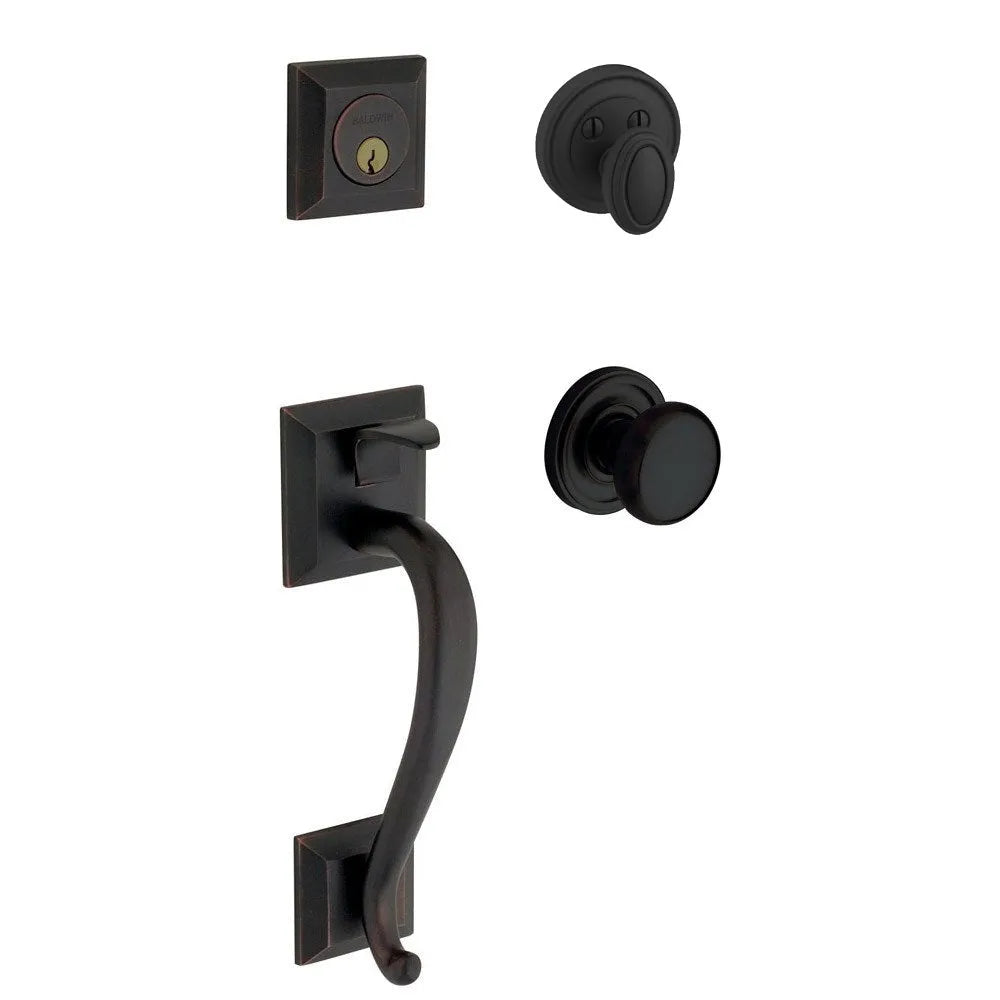 Baldwin Madison Sectional Single Cylinder Handleset with Interior 5015 Classic Knob in Satin Black finish