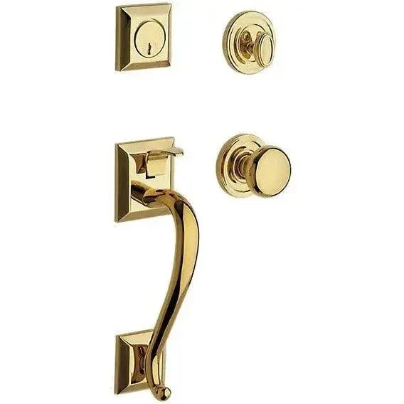 Baldwin Madison Sectional Single Cylinder Handleset with Interior 5015 Classic Knob in Unlacquered Brass finish