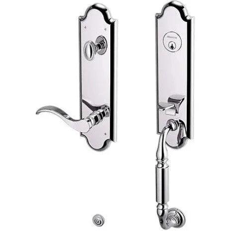 Baldwin Estate Manchester Single Cylinder Handleset With Interior 5455V Wave Lever in Polished Chrome finish