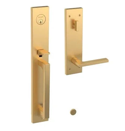 Baldwin Minneapolis Full Escutcheon Single Cylinder Handleset with 5162 Minneapolis Lever in Lifetime Satin Brass finish