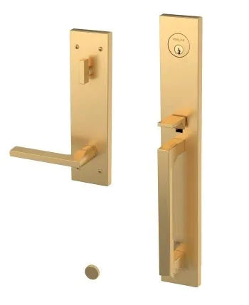 Baldwin Minneapolis Full Escutcheon Single Cylinder Handleset with 5162 Minneapolis Lever in Lifetime Satin Brass finish