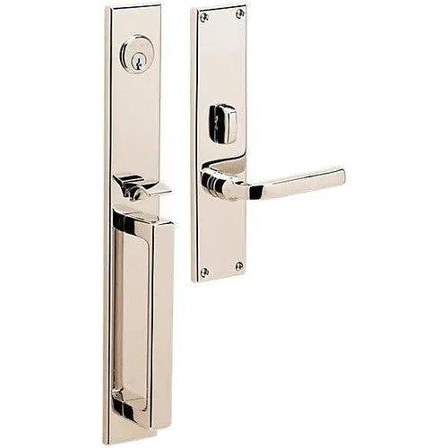 Baldwin Minneapolis Mortise Handleset Entrance Trim with Interior 5162 Lever Lifetime Polished Nickel