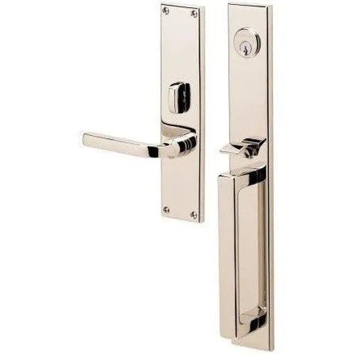 Baldwin Minneapolis Mortise Handleset Entrance Trim with Interior 5162 Lever Lifetime Polished Nickel