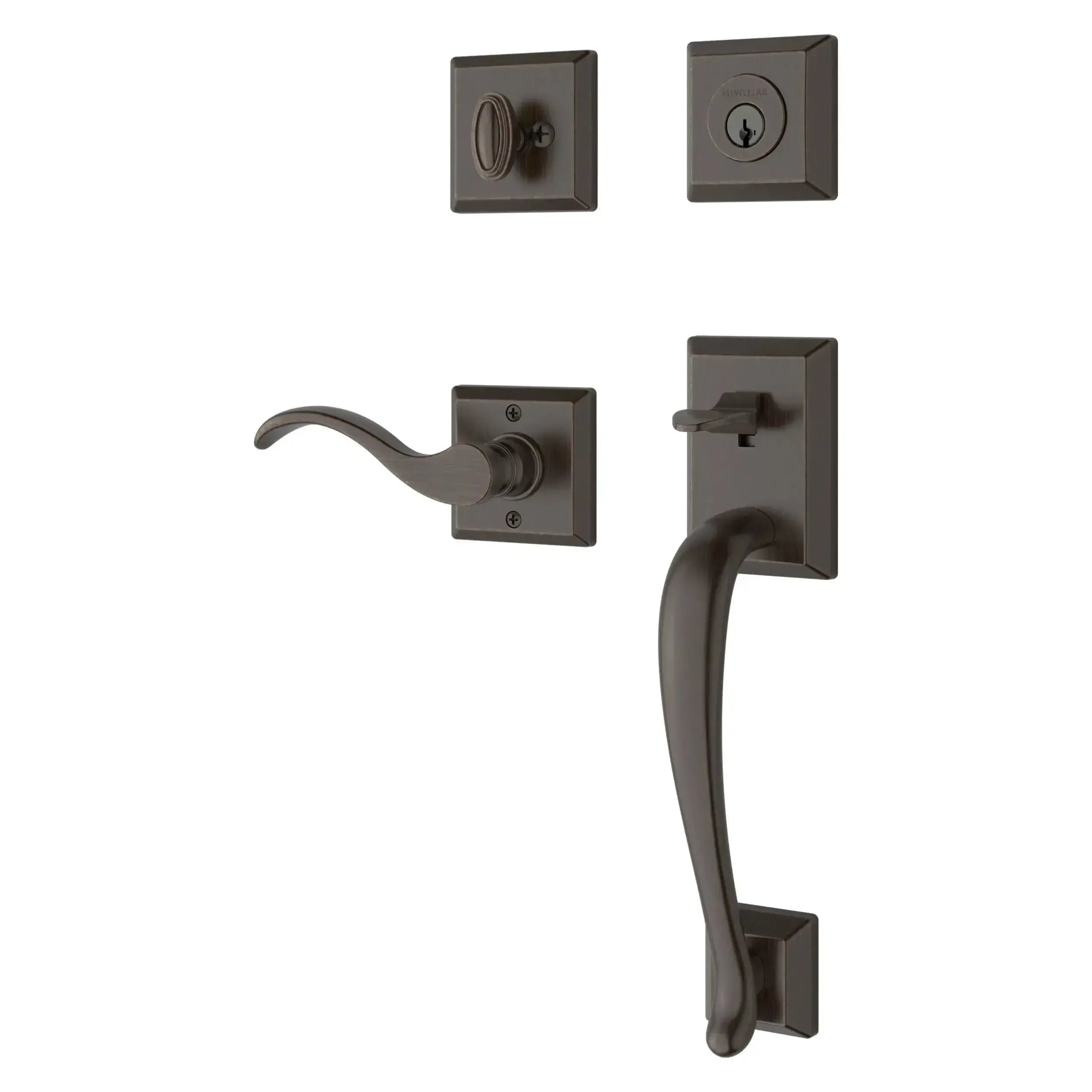 Baldwin ReserveBaldwin Napa Handleset with Interior Curve Lever with Traditional Square Rosette in 