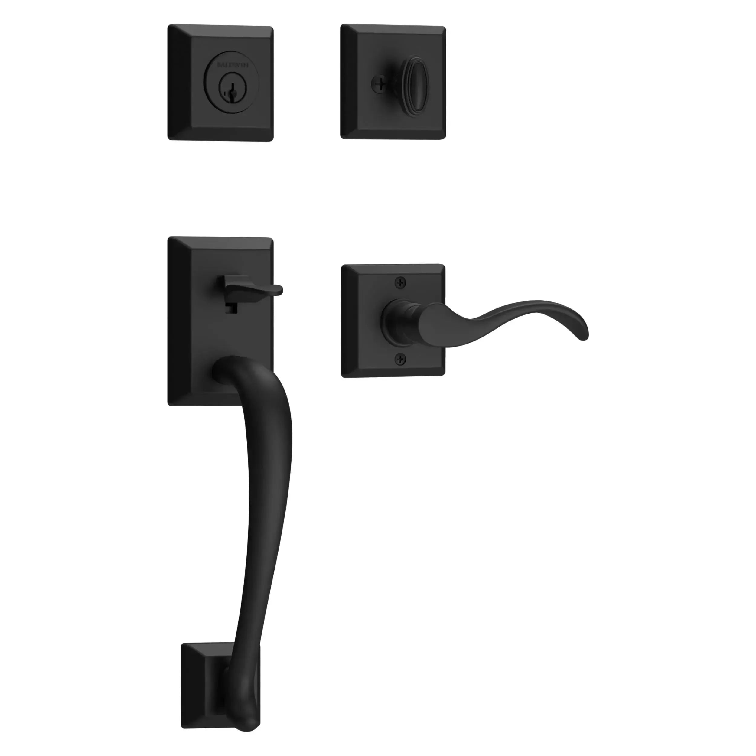 Baldwin ReserveBaldwin Napa Handleset with Interior Curve Lever with Traditional Square Rosette in 