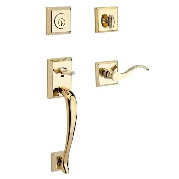 Baldwin ReserveBaldwin Napa Handleset with Interior Curve Lever with Traditional Square Rosette in 