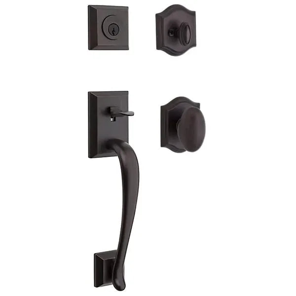 Baldwin Napa Handleset with Interior Ellipse Knob with Traditional Arch Rosette Venetian Bronze