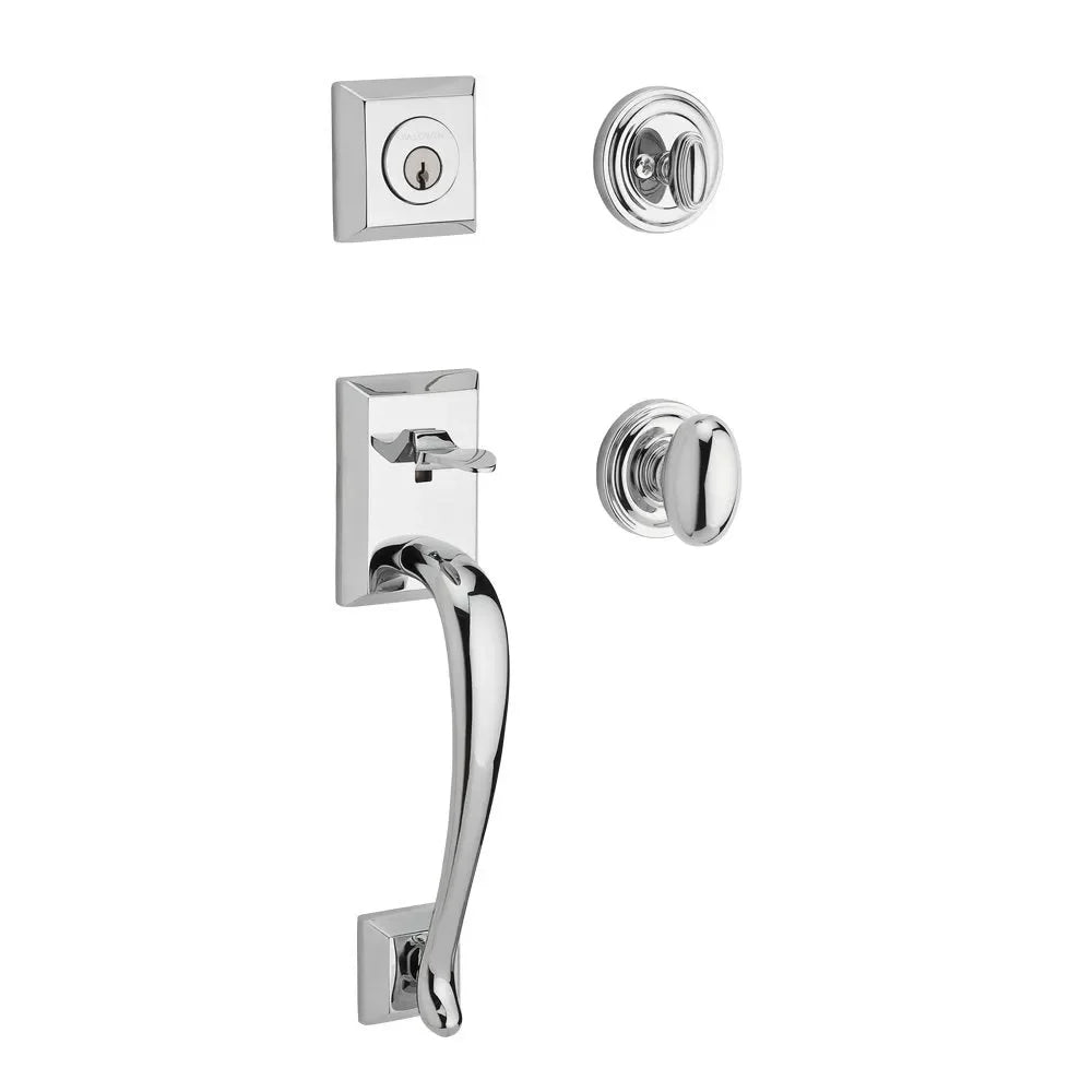 Baldwin Napa Handleset with Interior Ellipse Knob with Traditional Round Rosette Polished Chrome