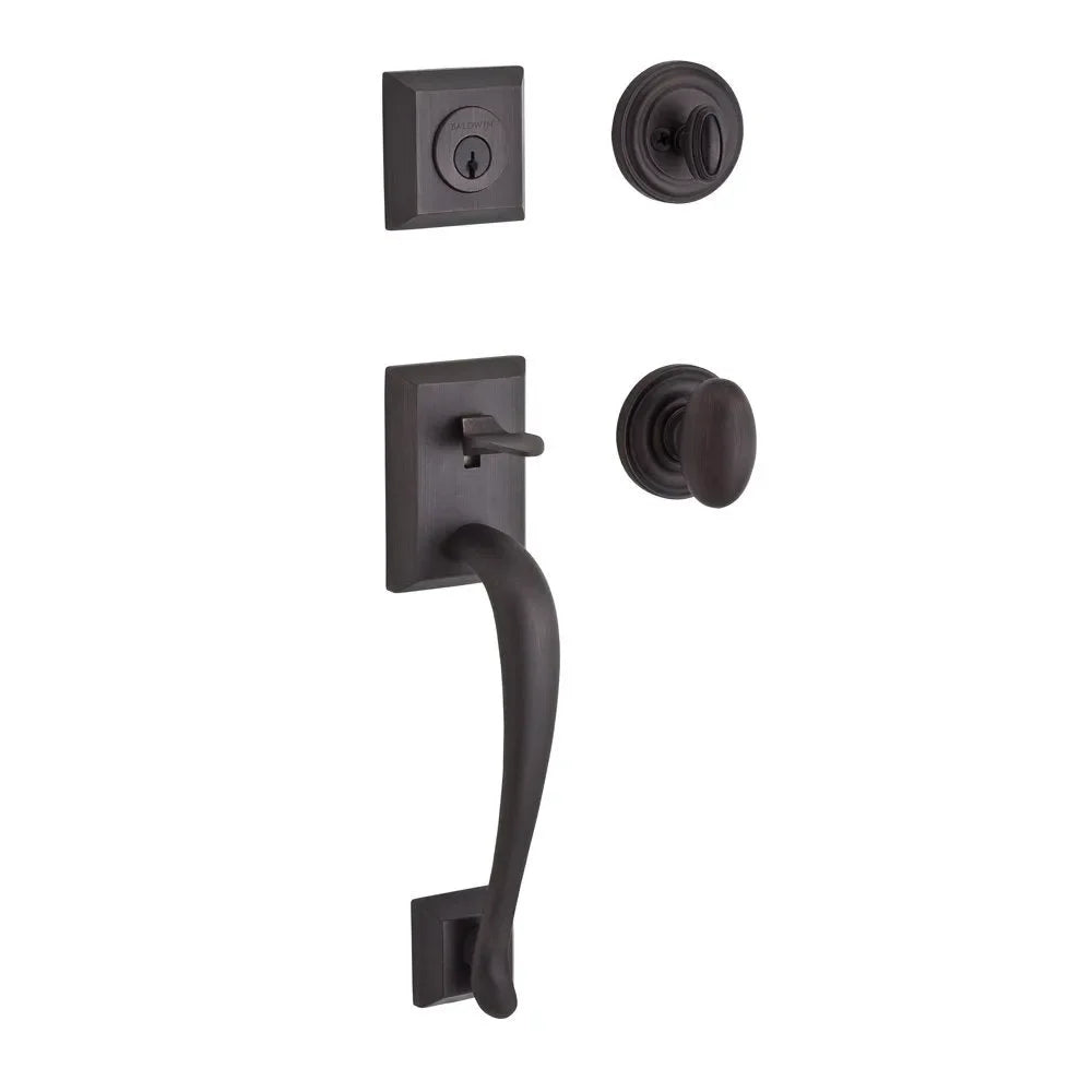 Baldwin Napa Handleset with Interior Ellipse Knob with Traditional Round Rosette Venetian Bronze