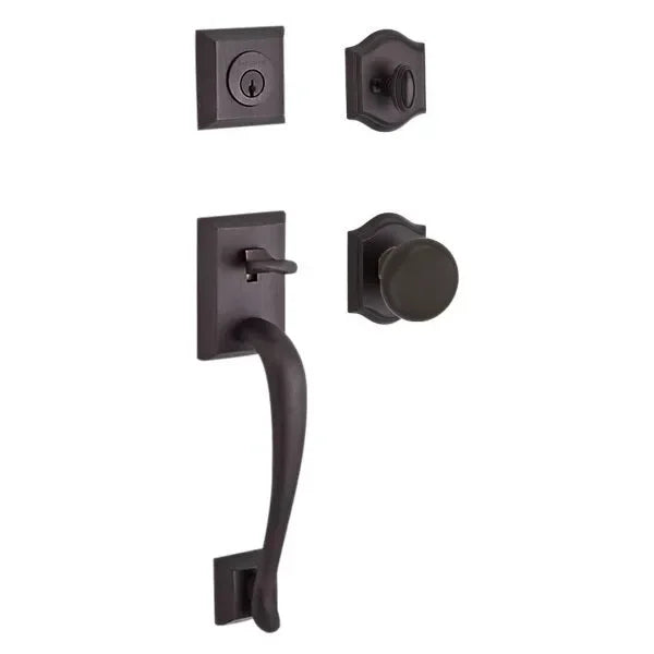 Baldwin Napa Handleset with Interior Round Knob with Traditional Arch Rosette Venetian Bronze