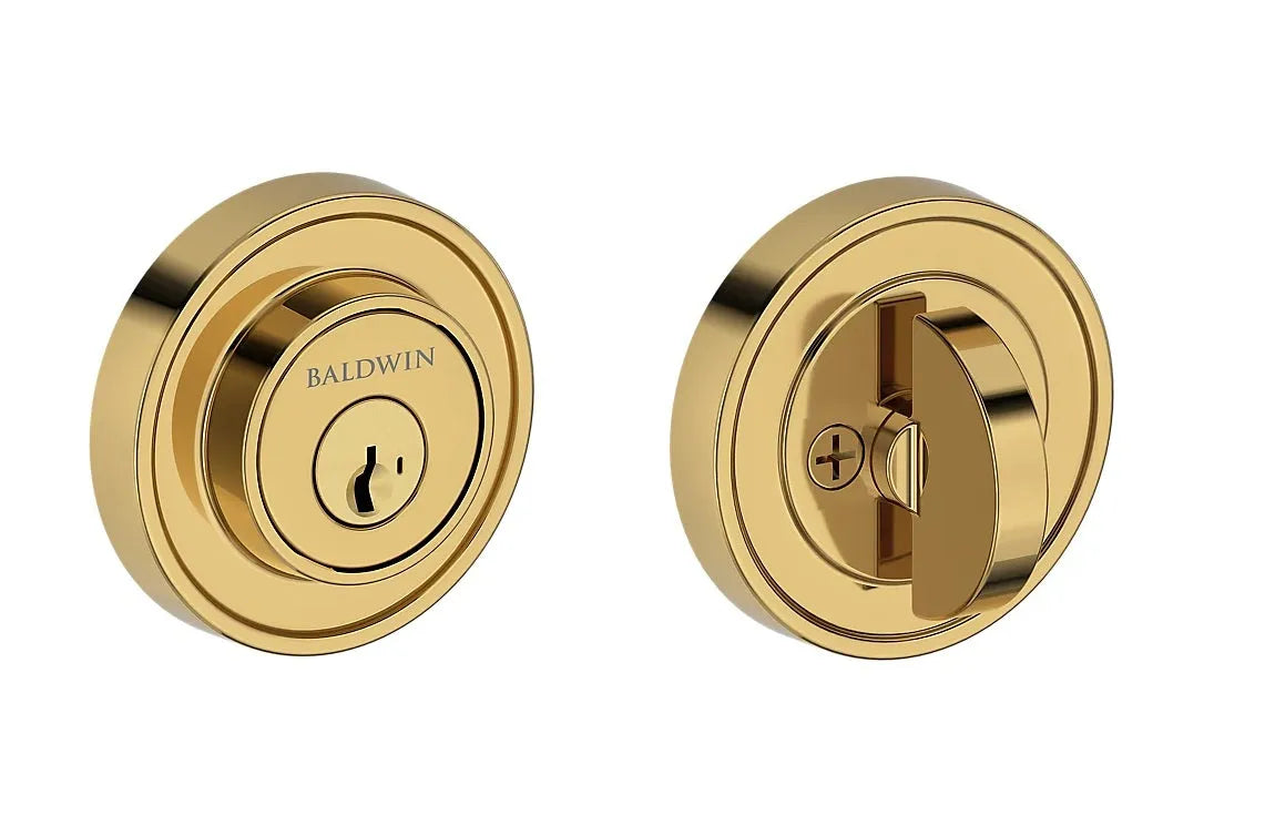 Baldwin Recessed Round Deadbolt in Lifetime Polished Brass finish
