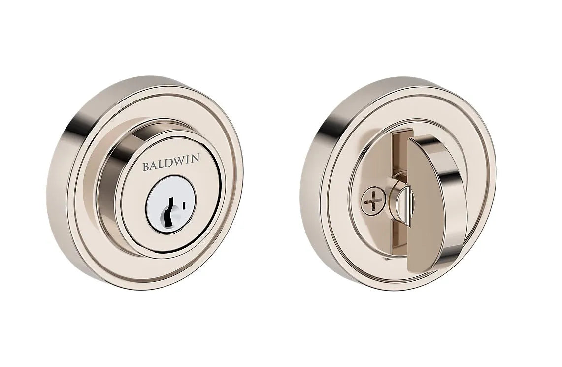 Baldwin Recessed Round Deadbolt in Lifetime Polished Nickel finish