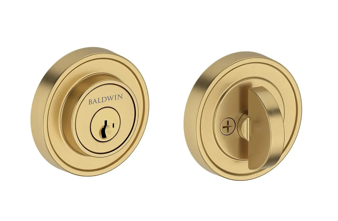 Baldwin Recessed Round Deadbolt in Lifetime Satin Brass finish