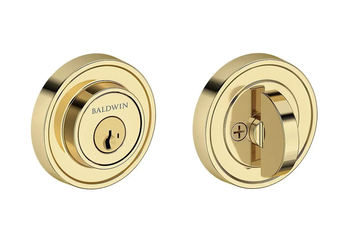 Baldwin Recessed Round Deadbolt in Non-Lacquered Brass finish