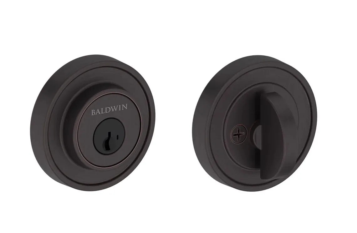 Baldwin Recessed Round Deadbolt in Venetian Bronze finish