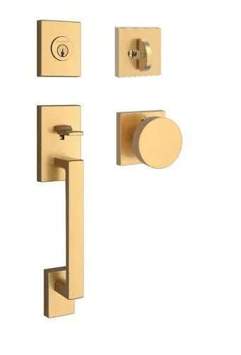 The Baldwin Reserve La Jolla Handleset with Interior Contemporary Knob with Contemporary Square Rosette in finish.