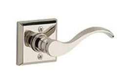 The Baldwin Reserve Curve Lever with Traditional Square Rosette in Lifetime Polished Nickel finish.