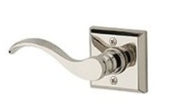 The Baldwin Reserve Curve Lever with Traditional Square Rosette in Lifetime Polished Nickel finish.