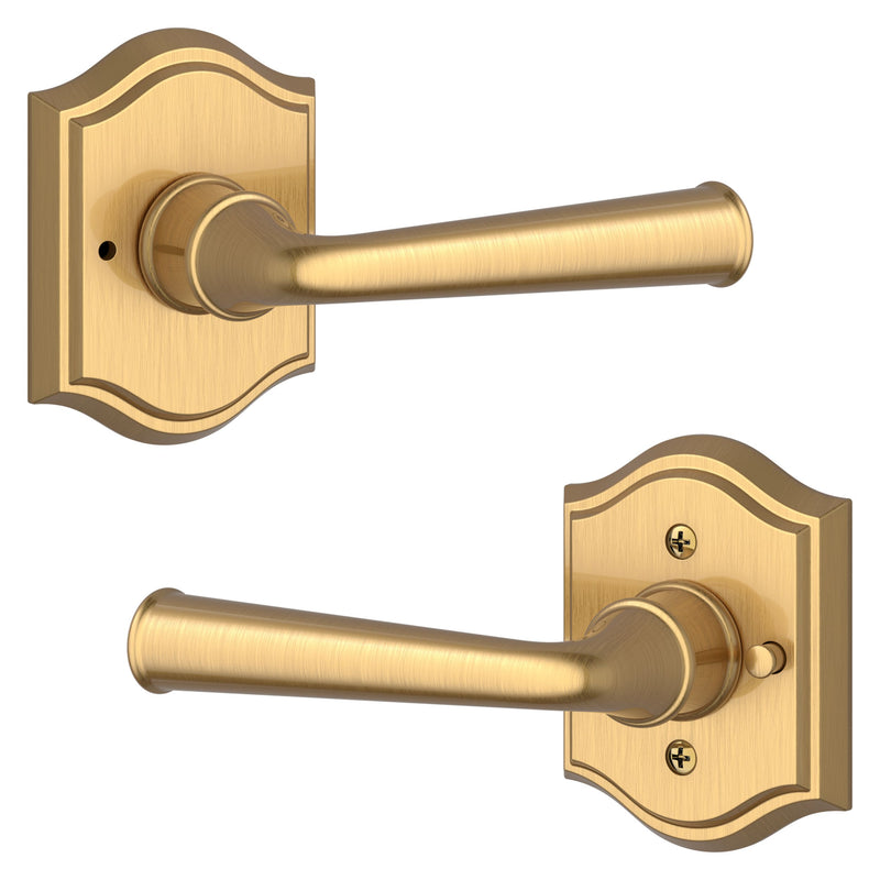 The Baldwin Reserve Federal Lever with Traditional Arch Rosette in Lifetime Satin Brass finish.