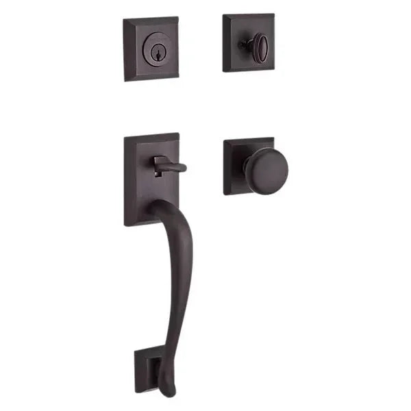 The Baldwin Reserve Napa Handleset with Interior Round Knob with Traditional Square Rosette in finish.