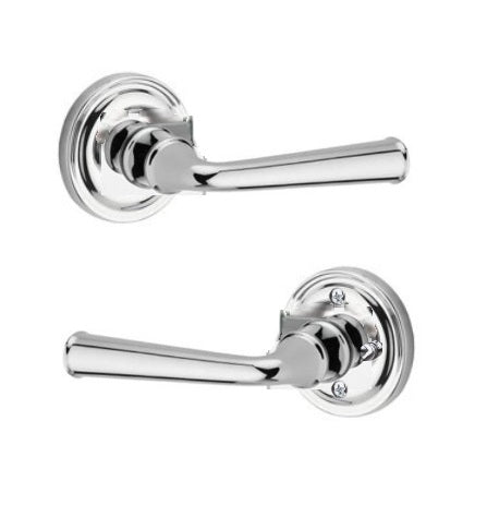 The Baldwin Reserve Federal Lever with Traditional Round Rosette in Polished Chrome finish.