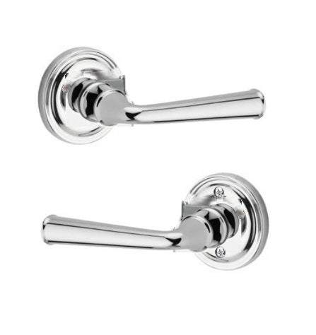 The Baldwin Reserve Federal Lever with Traditional Round Rosette in Polished Chrome finish.