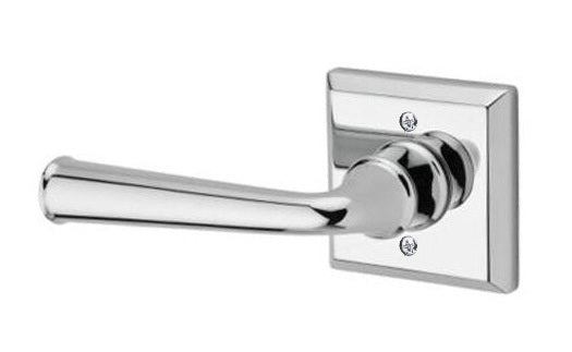 The Baldwin Reserve Federal Lever with Traditional Square Rosette in Polished Chrome finish.