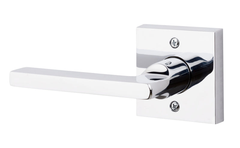 The Baldwin Reserve Square Lever with Contemporary Square Rosette in Polished Chrome finish.