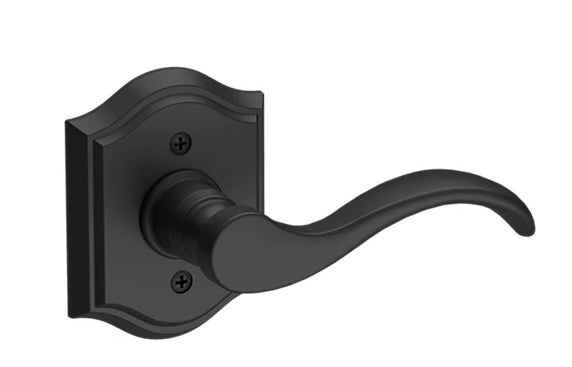 The Baldwin Reserve Curve Lever with Traditional Arch Rosette in Satin Black finish.