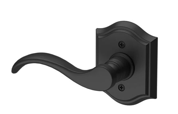 The Baldwin Reserve Curve Lever with Traditional Arch Rosette in Satin Black finish.