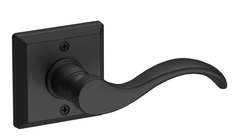 The Baldwin Reserve Curve Lever with Traditional Square Rosette in Satin Black finish.